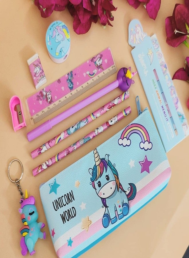 Tera13 TERA 13 unicorn gift pack of 6 items pencil pouch for girls sticky note stationary set pencil eraser sharpener scale combo return gift for girls kids rakhi combo - Image 2